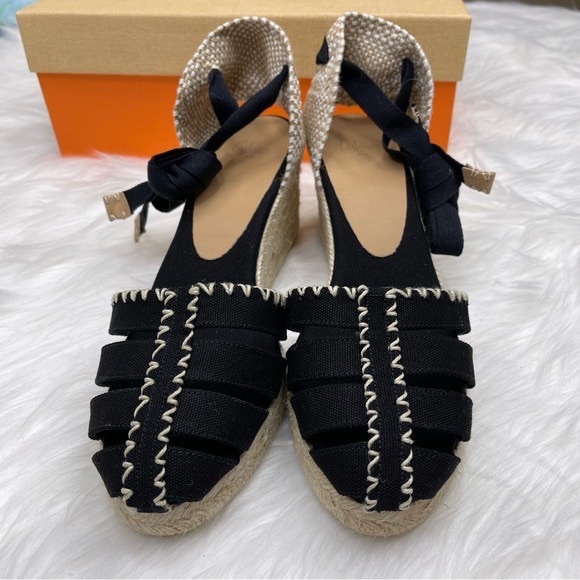 🆕 Castañer Cici Espadrille - Black, Tan & White - Picture 2 of 6